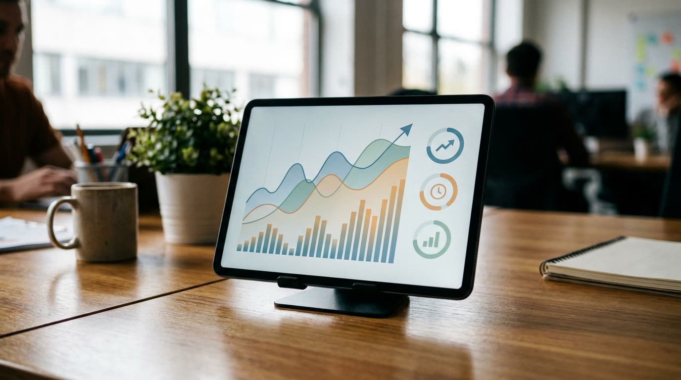 A sleek dashboard showing real time revenue growth and automated billing cycles for a coworking space