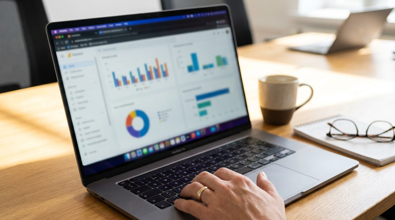 A dashboard showing financial analytics and tax reporting for a commercial property
