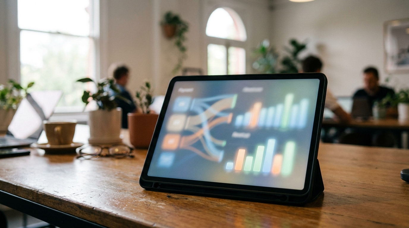 A modern dashboard showing real-time payment processing and revenue charts for an Australian coworking space