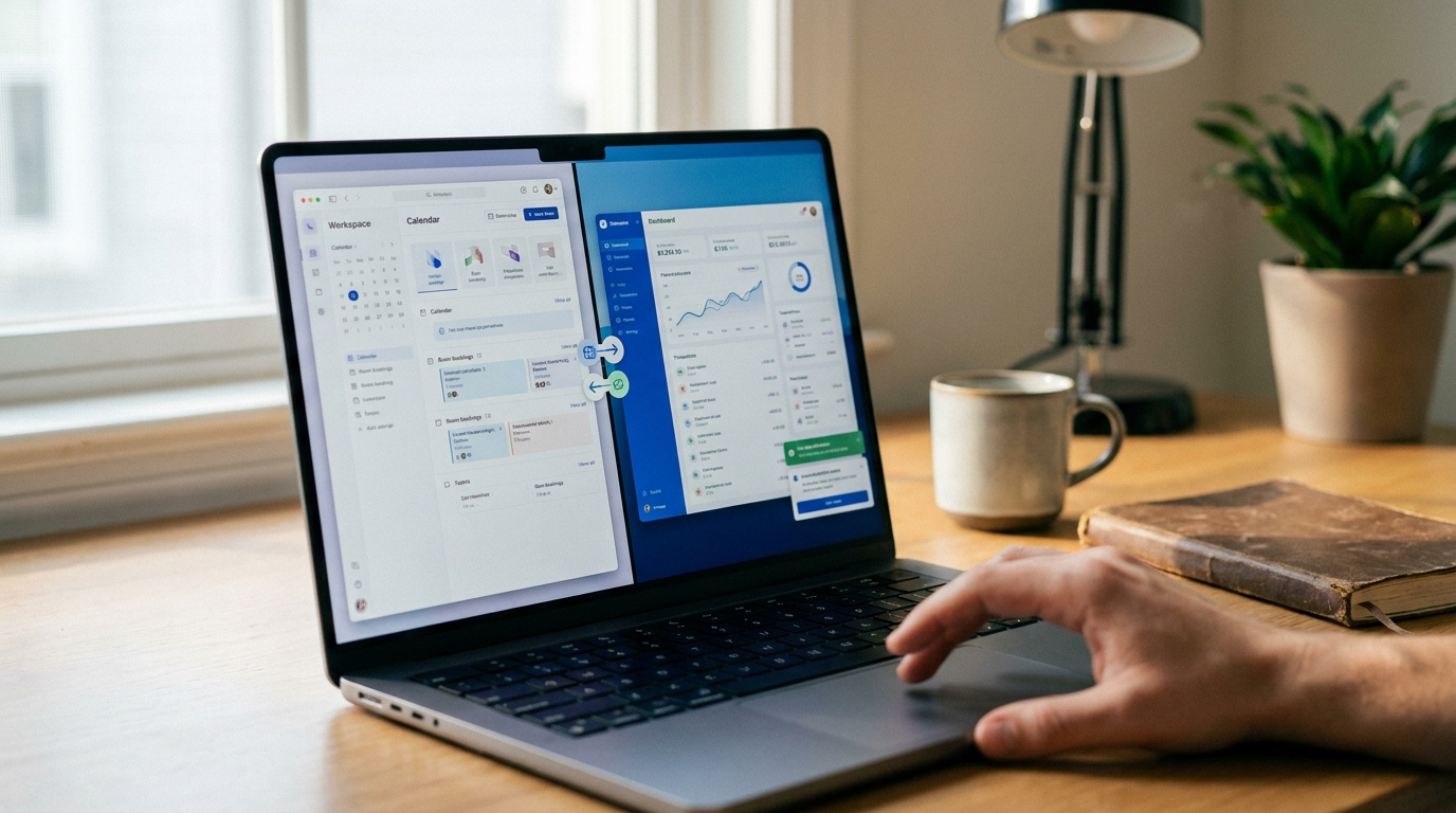 A digital interface showing seamless integration between a workspace management app and Xero accounting software