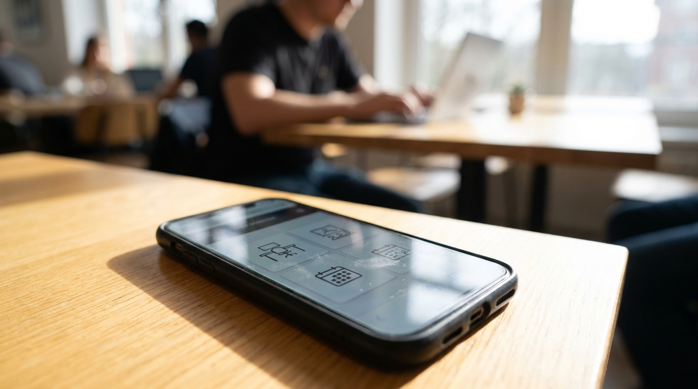 A smartphone screen showing a coworking member portal with booking options