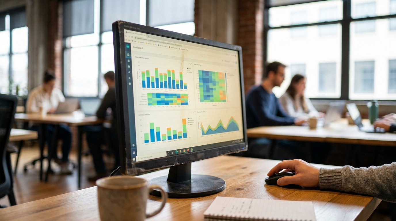 A dashboard showing real-time occupancy rates and revenue analytics for a multi-location workspace